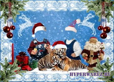 Новогодний шаблон для Photoshop - Детки с тигрятами